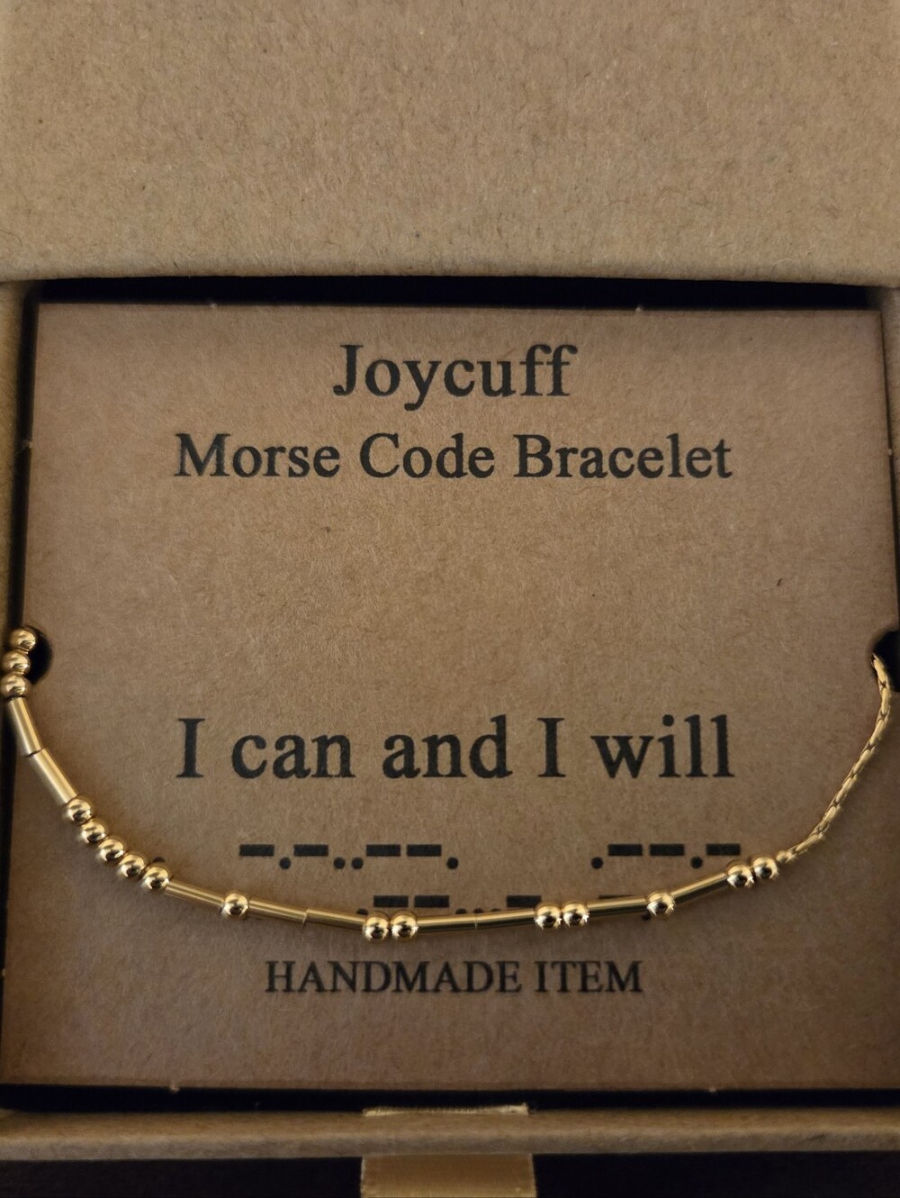 New Gold Morse Code Bracelet - "I Can and I Will"